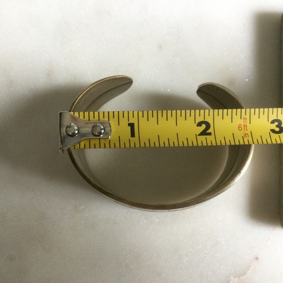 Vintage Silver & Brass Etched Cuff Bracelet - Picture 5 of 6